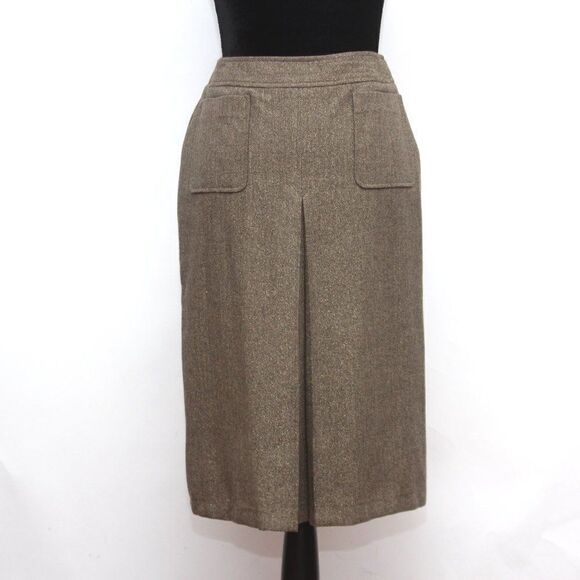 JONES NEW YORK 2PC Brown Wool‎ Blend Notch Collar Skirt Suit Size 6 - Picture 6 of 16